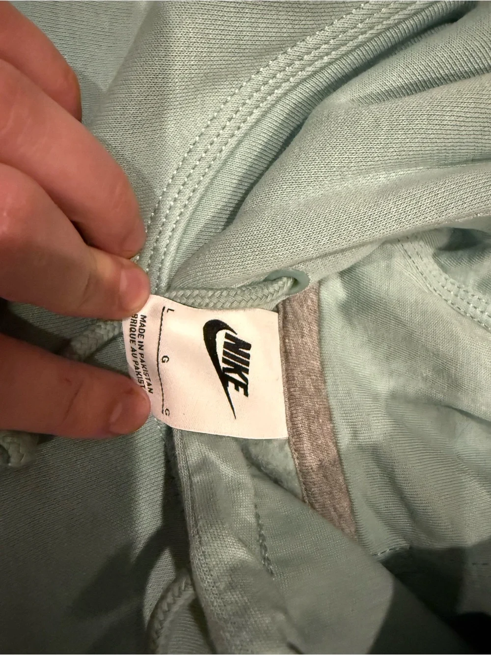 Nike Sage Green Crewneck Hoodie with Small Swoosh